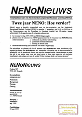 Jrg 1 nr 0, augustus 1999: 2 jaar NENO, hoe verder; UF6-routes; Urenco overleg; Breek Atoomketen Nederland en Duitsland