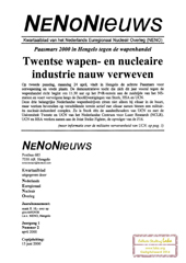 Jrg 1 nr 2, april 2000: Twentse wapen- en nucleaire industrie nauw verweven; Urenco en wapenproductie; hoe schoon is Urenco; actie BAND